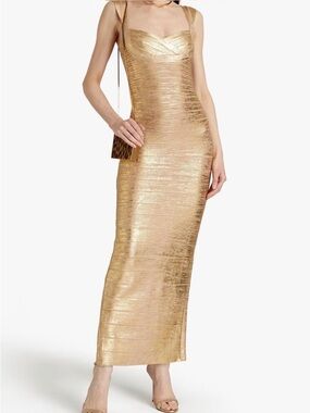 Herve Leger Gold Gown